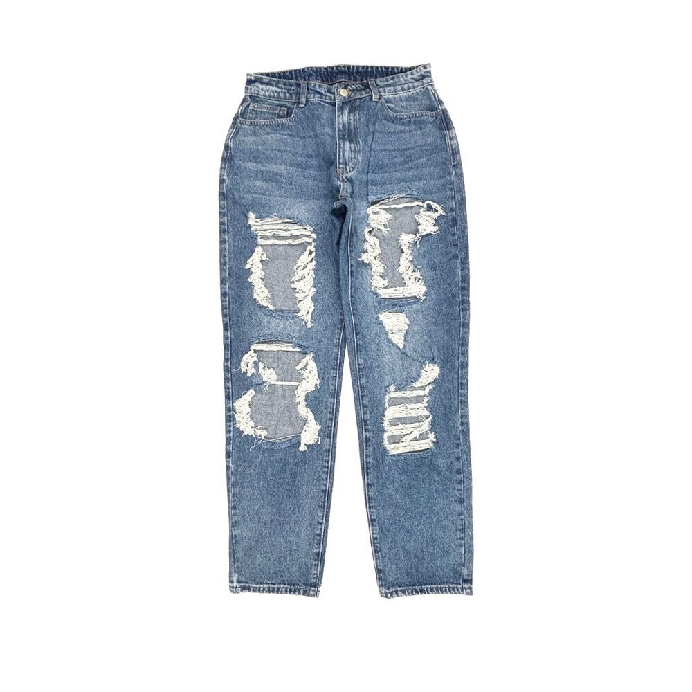 NEW Shein Straight Distressed Women's‎ size 31x32 Dark Blue Denim jeans
